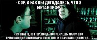 - сэр, а как вы догадались, что я метаморф? - ну знаете, поттер, когда встречаешь малфоя с гриффиндорским шарфом на шее и обзывающим меня. . .