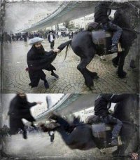 Создать мем Получил по бороде