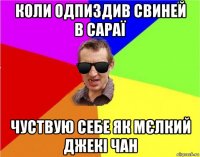 коли одпиздив свиней в сараї чуствую себе як мєлкий джекі чан