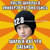 после школы в универ?в рот оно ебись шарага-вот что заебись