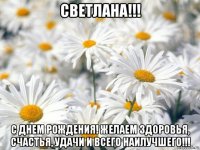 светлана!!! с днем рождения! желаем здоровья, счастья, удачи и всего наилучшего!!!