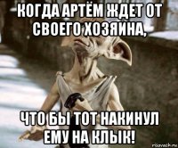 когда артём ждет от своего хозяина, что бы тот накинул ему на клык!