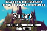 когда ко мне прилетела сова,я обрадовался,думал что письмо из но сова принесла свой помет(((((