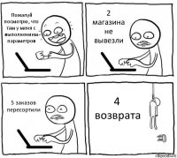 Пожалуй посмотрю, что там у меня с выполнением параметров 2 магазина не вывезли 5 заказов пересортили 4 возврата