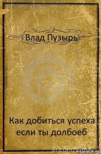 Влад Пузырь Как добиться успеха если ты долбоеб