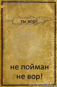 ты вор! не пойман не вор!