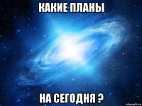 какие планы на сегодня ?