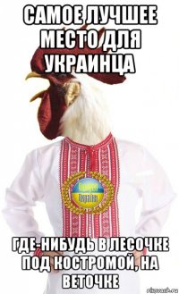 самое лучшее место для украинца где-нибудь в лесочке под костромой, на веточке