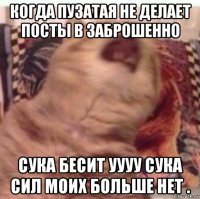 когда пузатая не делает посты в заброшенно сука бесит уууу сука сил моих больше нет .