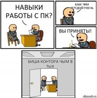 Навыки работы с ПК? Біше чим середній рівень Вы приняты! биша контора чым в тых