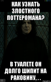 как узнать злостного поттеромана? в туалете он долго шипит на раковину. . .