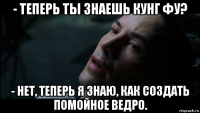 - теперь ты знаешь кунг фу? - нет, теперь я знаю, как создать помойное ведро.
