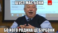 шуст має бони бо його родина це бурбони