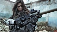 Создать мем Gun girl