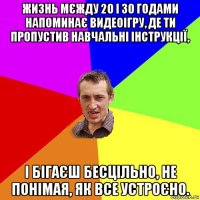 жизнь мєжду 20 і 30 годами напоминає видеоігру, де ти пропустив навчальні інструкції, і бігаєш бесцільно, не понімая, як все устроєно.