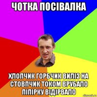 чотка посівалка хлопчик горбчик виліз на стовпчик током врубало піпірку відірвало