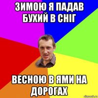 зимою я падав бухий в сніг весною в ями на дорогах