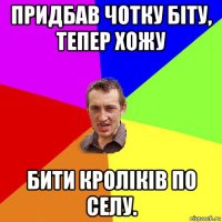 придбав чотку біту, тепер хожу бити кроліків по селу.