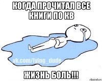 когда прочитал все книги по кв жизнь боль!!!