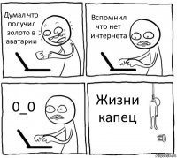 Думал что получил золото в аватарии Вспомнил что нет интернета 0_0 Жизни капец