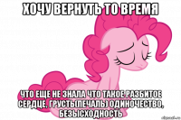 хочу вернуть то время что еще не знала что такое разбитое сердце, грусть(печаль) одиночество, безысходность