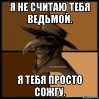 я не считаю тебя ведьмой. я тебя просто сожгу.