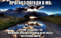 прогноз погоди в мб: утром -15,вдень+30 можливі:ураган,снігопад,ясне небо і нестерпна жара