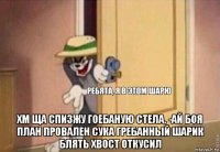  хм ща спизжу гоебаную стела. -ай боя план провален сука гребанный шарик блять хвост откусил