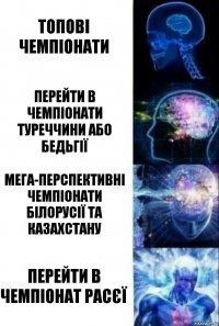 Топові чемпіонати Перейти в чемпіонати Туреччини або Бедьгії мега-перспективні чемпіонати Білорусії та Казахстану Перейти в чемпіонат Расєї