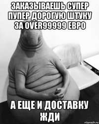 заказываешь супер пупер дорогую штуку за over99999 евро а еще и доставку жди