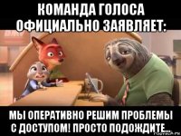 команда голоса официально заявляет: мы оперативно решим проблемы с доступом! просто подождите...