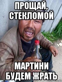прощай, стекломой мартини будем жрать