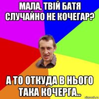 мала, твій батя случайно не кочегар? а то откуда в нього така кочерга..