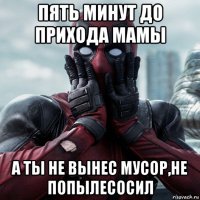 пять минут до прихода мамы а ты не вынес мусор,не попылесосил