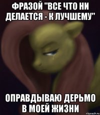 фразой "все что ни делается - к лучшему" оправдываю дерьмо в моей жизни