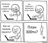 Отлично, новый клиент на 100+тн. Хм. Работает с филиалом, ну да ладно. Как не можем грузить? План 300тн?