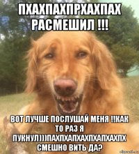 пхахпахпрхахпах расмешил !!! вот лучше послушай меня !!как то раз я пукнул)))пахпхапхахпхапхахпх смешно вить да?