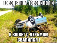 торопыжка торопился и в кювет с дерьмом свалился !