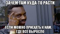 зачем там куда-то расти если можно приехать к нам,       где всё выросло