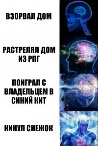 взорвал дом растрелял дом из рпг поиграл с владельцем в синий кит Кинул снежок