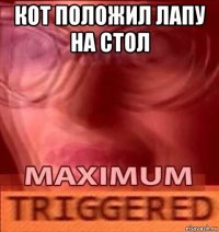 кот положил лапу на стол 