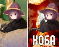 Создать мем Аниме кот хоба