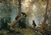 Создать мем Мишки в лесу