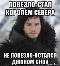 повезло-стал королём севера не повезло-остался джоном сноу