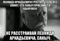 леониду аркадьевичу грустно, что не все знают, что саныч приезжает в хабаровск не расстраивай леонида аркадьевича, саныч