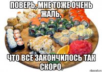 поверь, мне тоже очень жаль, что все закончилось так скоро.