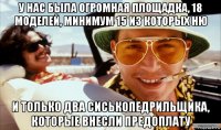 у нас была огромная площадка, 18 моделей, минимум 15 из которых ню и только два сиськопедрильщика, которые внесли предоплату