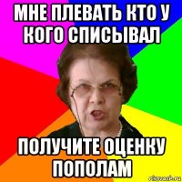 мне плевать кто у кого списывал получите оценку пополам