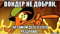 вондер не добряк, на самом деле его все раздражает