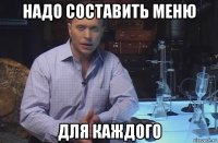 надо составить меню для каждого